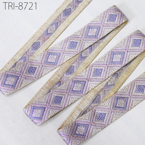 9 Yard 4cm Embroidery Ribbons Trims Lavender Embellish Embroidered Saree Border Costumes Crafting Sewing Beach Bags Tote Pouche Wall Hanging