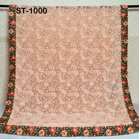 Designer Dupatta Women, Chikankari Georgette Chunni, Indian Bridal Veil, Lehenga dress Wrap Stole Festival Wedding Wear, Chunri Gift for her