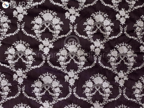 Mauve Embroidery by the yard Fabric Sewing DIY Crafting Embroidered Indian Wedding Dress Fabric Bridal Costumes Cushion Covers Table Runners
