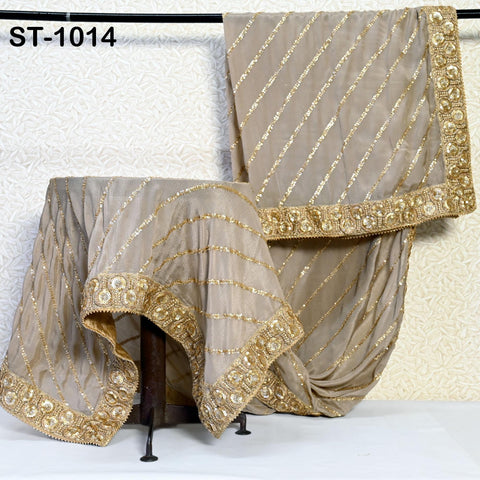 Beige Dupatta Women Chiffon Bridal Veil Handmade Wedding lehenga Heavy Chunni Gota Patti Sequin Scarf Indian Dress Gift Her Bridesmaid