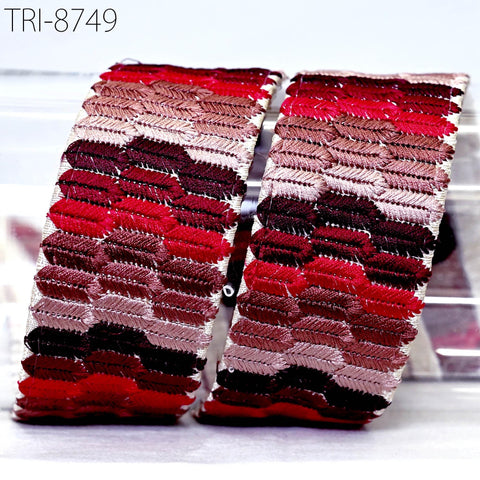 9 Yard Red 45mm Embroidery Sari Border Trims Tapes Embroidered Saree Ribbons Embellish Sewing Costumes Crafting Hair Bands Straps Tote Bags