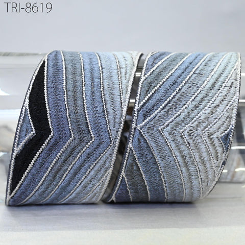 9 Yard Grey 5cm Embroidery Trim Ribbon Indian Sari Border Crafting Sewing Embroidered Decorative Costumes Lampshades making Home Decor Trim