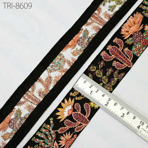 9 Yard Indian Embellishment Embroidered Fabric 45mm Trim Saree Ribbon Crafting Embroidery Border Wedding Dress Trimmings Cushion Covers