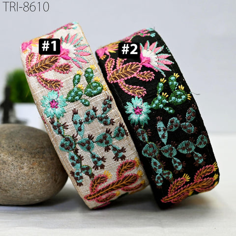 3 Yard Indian Embroidery Trim Embellishment Embroidered Fabric Saree Ribbon Crafting Costumes Sewing Border Wedding Home Decor Trim 45mm