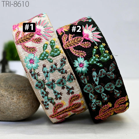 9 Yard Indian Embroidery 45mm Trim Embellishment Embroidered Fabric Saree Ribbon Crafting Costumes Sewing Border Wedding Home Decor Trim