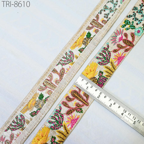 3 Yard Indian Embroidery Trim Embellishment Embroidered Fabric Saree Ribbon Crafting Costumes Sewing Border Wedding Home Decor Trim 45mm