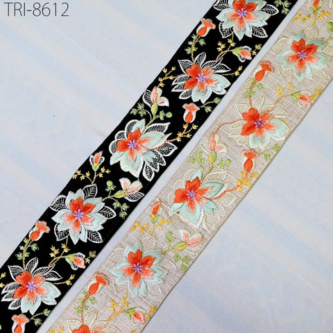 9 Yard Embroidery 6cm Border Embroidered Fabric Trim Saree Ribbon Crafting Sewing Beach Bag, Hats, Costumes, Christmas Home Decor Trim Tape
