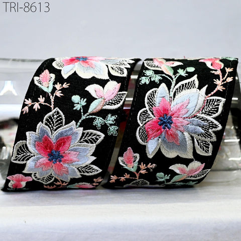 9 Yard Embroidery 6 cm Trim Border Embroidered Saree Ribbon Tape Craft Sewing Accessories for Beach Bag, Hats, Costume, Christmas Home Decor