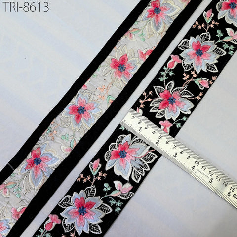 9 Yard Embroidery 6 cm Trim Border Embroidered Saree Ribbon Tape Craft Sewing Accessories for Beach Bag, Hats, Costume, Christmas Home Decor