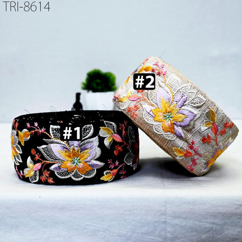 9 Yard Embroidery 6 cm Trim Border Embroidered Saree Ribbon Tape Craft Sewing Accessories for Beach Bag, Hats, Costume, Christmas Home Decor