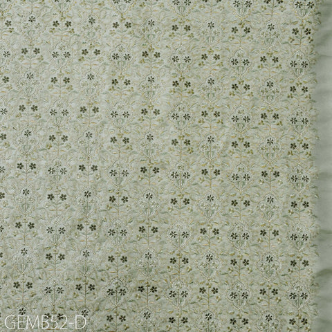 Indian Pista Green Embroidered Fabric by the yard Sewing Crafting Wedding Dress Embroidery Costumes Curtains Cushions Table Runners Blouses