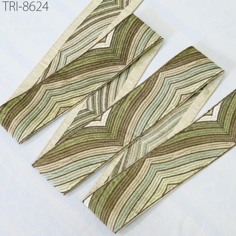 9 Yard Green Embroidery Trim Border Embroidered Saree Ribbon Crafting Sewing Accessories for Beach Bags, Hats, Costumes Christmas Home Decor