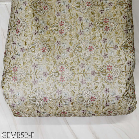 Beige Wedding Dress Embroidered Fabric by the yard Sewing DIY Crafting Indian Embroidery Costumes Curtain Cushion Cover Table Runners Blouse