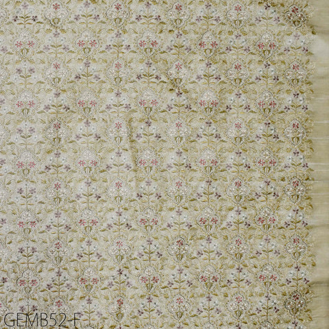 Beige Wedding Dress Embroidered Fabric by the yard Sewing DIY Crafting Indian Embroidery Costumes Curtain Cushion Cover Table Runners Blouse