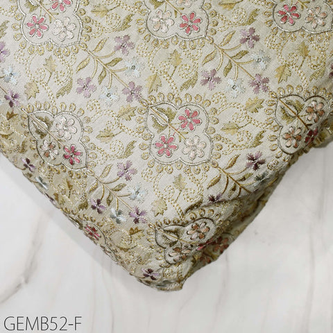 Beige Wedding Dress Embroidered Fabric by the yard Sewing DIY Crafting Indian Embroidery Costumes Curtain Cushion Cover Table Runners Blouse