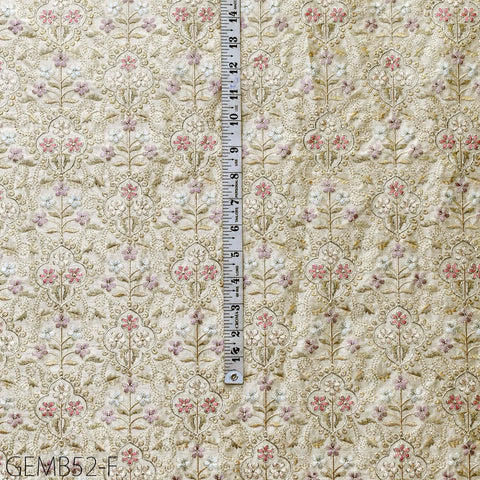 Beige Wedding Dress Embroidered Fabric by the yard Sewing DIY Crafting Indian Embroidery Costumes Curtain Cushion Cover Table Runners Blouse