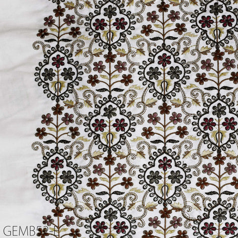 Off White Embroidered Fabric by the yard Sewing DIY Crafting Indian Embroidery Wedding Dress Costume Dolls Cushion Cover Table Runner Blazer