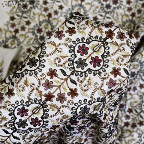 Off White Embroidered Fabric by the yard Sewing DIY Crafting Indian Embroidery Wedding Dress Costume Dolls Cushion Cover Table Runner Blazer