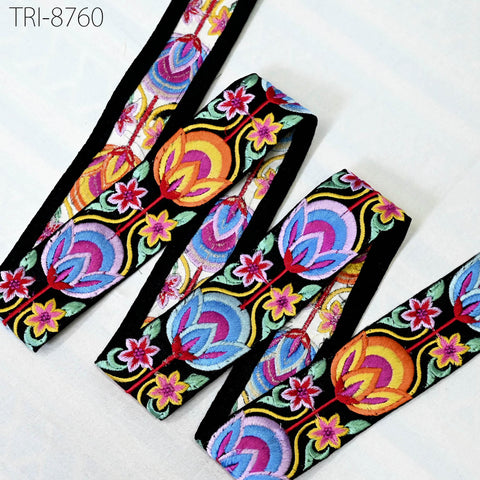 9 Yard Yellow 45mm Indian Embroidery Border Floral Embroidered Fabric Trims Saree Ribbon Crafting Sewing Wedding Embellishment Gift Wrapping