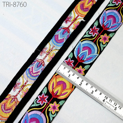 9 Yard Yellow 45mm Indian Embroidery Border Floral Embroidered Fabric Trims Saree Ribbon Crafting Sewing Wedding Embellishment Gift Wrapping