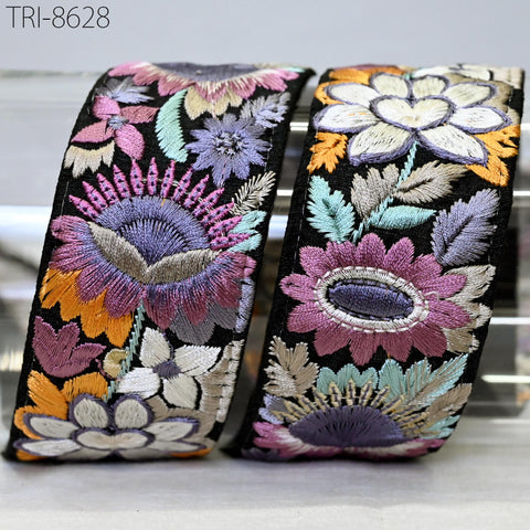 9 Yard Indian Embroidery 5 CM Border Embroidered Fabric Trim Saree Ribbon Crafting Sewing Wedding Decoration Embellishment Trimming
