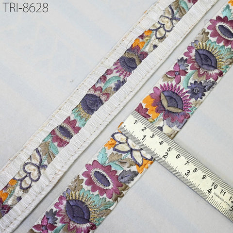 9 Yard Indian Embroidery 5 CM Border Embroidered Fabric Trim Saree Ribbon Crafting Sewing Wedding Decoration Embellishment Trimming