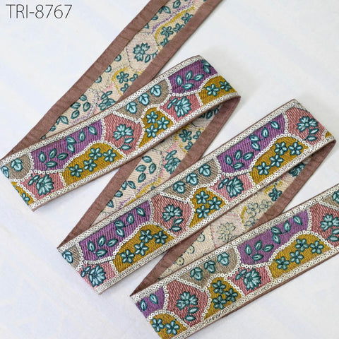 9 Yard Embroidery 5cm Ribbons Trims Tape Embellishment Embroidered Saree Border Sewing Theatrical Costumes Crafting Wreaths Holidays Decor
