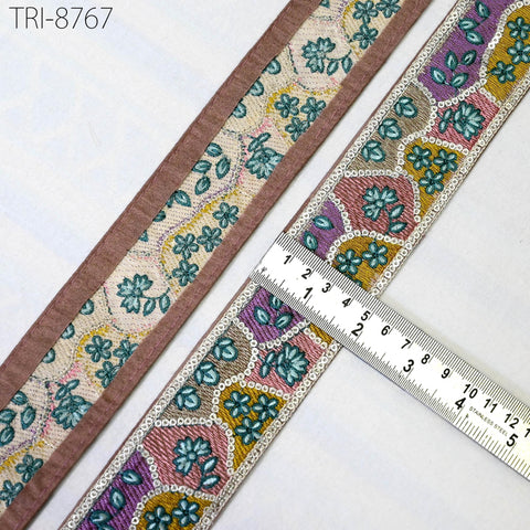 9 Yard Embroidery 5cm Ribbons Trims Tape Embellishment Embroidered Saree Border Sewing Theatrical Costumes Crafting Wreaths Holidays Decor