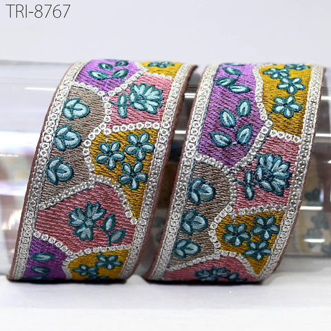 9 Yard Embroidery 5cm Ribbons Trims Tape Embellishment Embroidered Saree Border Sewing Theatrical Costumes Crafting Wreaths Holidays Decor