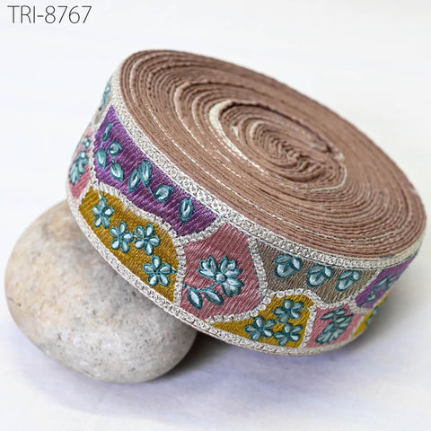 9 Yard Embroidery 5cm Ribbons Trims Tape Embellishment Embroidered Saree Border Sewing Theatrical Costumes Crafting Wreaths Holidays Decor