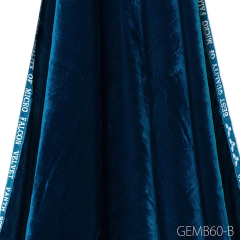 Teal Blue Embroidered Velvet Fabric by the yard Indian Embroidery Wedding Dresses Making Sewing DIY Crafting Costumes Blazers Bags Quilting