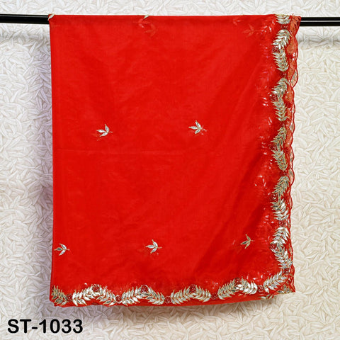 Red Gotta Patti Dupatta Hand Embroidery Organza Custom Designer Bridal Wedding Lehenga Women Chunni Veil Scarf Crafting Dress Gifts for Wife