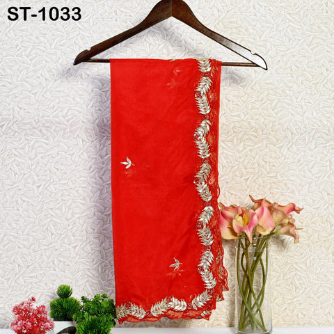 Red Gotta Patti Dupatta Hand Embroidery Organza Custom Designer Bridal Wedding Lehenga Women Chunni Veil Scarf Crafting Dress Gifts for Wife