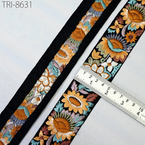 9 Yard Mustard Embroidery 48 mm Border Embroidered Fabric Trims Gift Wrapping Ribbons Crafting Christmas Decoration Embellishments Trimmings