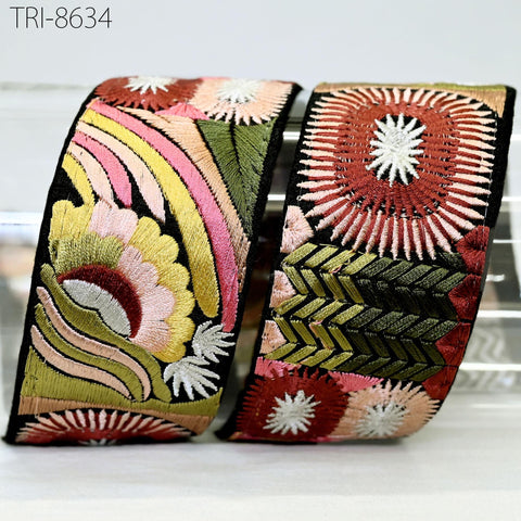 9 Yard Embroidery 48mm Trims Embellishment Embroidered Fabric Saree Ribbon Costumes Border Sewing Beach Bags Tote Pouche Wall Hangings