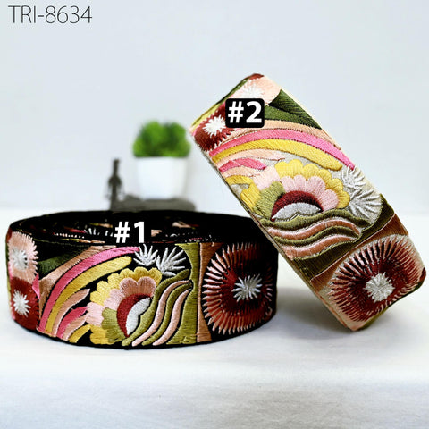 3 Yard Embroidery Trims Embellishment Embroidered Fabric Saree Ribbon Costumes Border Sewing Beach Bags Tote Pouche Wall Hangings 48mm