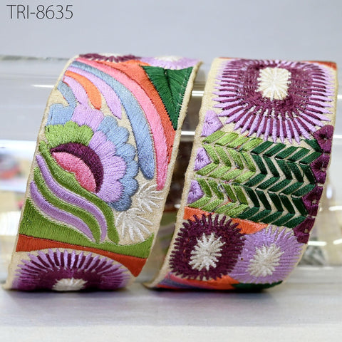 9 Yard Embroidery 5 Cm Trims Embellishment Embroidered Fabric Saree Border Costumes Crafting Sewing Beach Bags Tote Pouche Wall Hangings