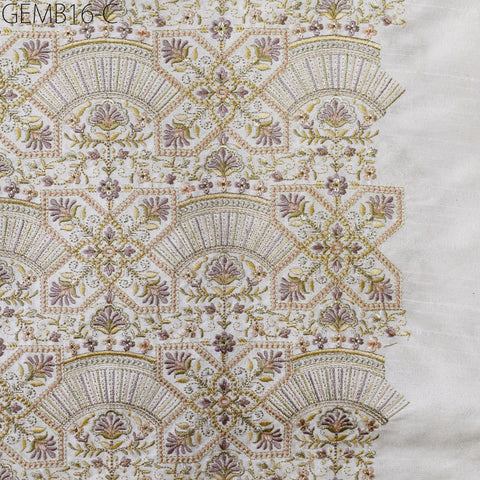 Ivory Embroidered Fabric by the yard Sewing DIY Crafting Indian Embroidery Wedding Dresses Costumes Bags Cushion Covers Home Decor Blouses