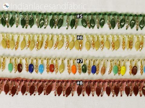9 Yard Indian Beaded Fringes Embellished Wedding Dress Ribbon Bridal Belt Trim Decorative Dupatta Crafting Sewing Border Costume Accessories