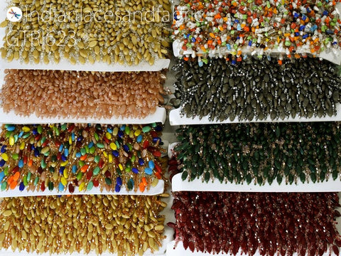9 Yard Indian Beaded Fringes Embellished Wedding Dress Ribbon Bridal Belt Trim Decorative Dupatta Crafting Sewing Border Costume Accessories