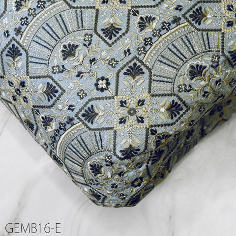 Grey Embroidered Fabric by the yard Sewing DIY Crafting Indian Embroidery Wedding Dresses Costumes Dolls Bags Cushion Covers Bridal Blouses