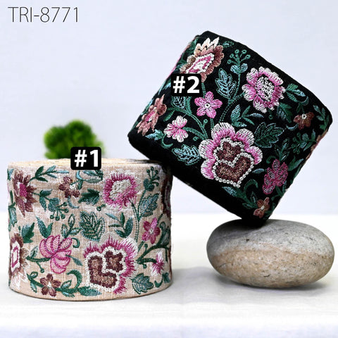 9 Yard Embroidered 9cm Fabric Trims Indian Embroidery Sari Border Laces Ribbon Decorative Sewing Craft Saree Dresses Trimmings Home Decor