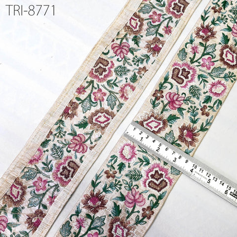 9 Yard Embroidered 9cm Fabric Trims Indian Embroidery Sari Border Laces Ribbon Decorative Sewing Craft Saree Dresses Trimmings Home Decor