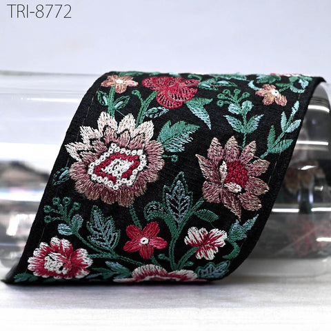 3 Yard Trims Embroidery Sari Border Laces Ribbon Indian Embroidered Decorative Sewing Crafting Theatrical Costumes Dress Trim Home Decor 9cm