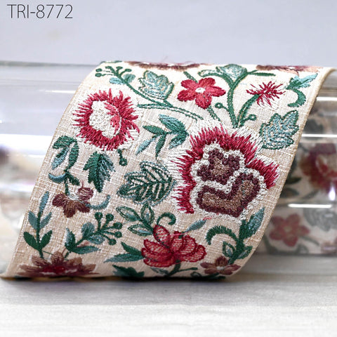 9 Yard Trims Embroidery 9cm Sari Border Laces Ribbon Indian Embroidered Decorative Sewing Crafting Theatrical Costumes Dress Trim Home Decor