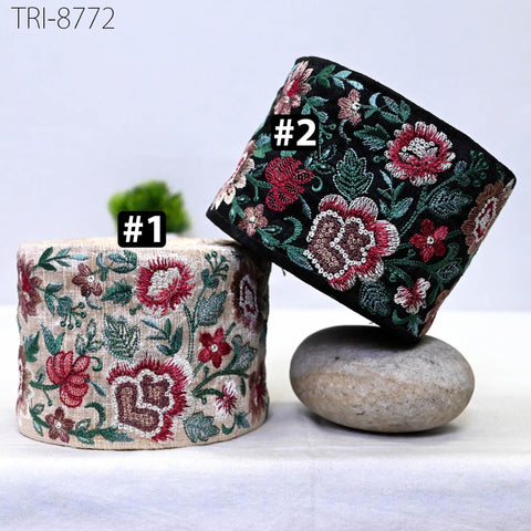 9 Yard Trims Embroidery 9cm Sari Border Laces Ribbon Indian Embroidered Decorative Sewing Crafting Theatrical Costumes Dress Trim Home Decor