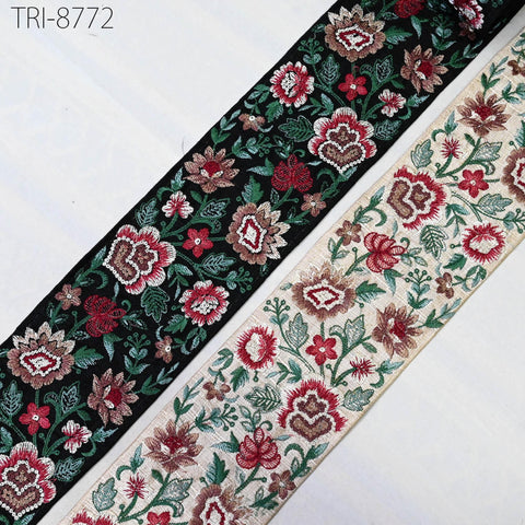 3 Yard Trims Embroidery Sari Border Laces Ribbon Indian Embroidered Decorative Sewing Crafting Theatrical Costumes Dress Trim Home Decor 9cm