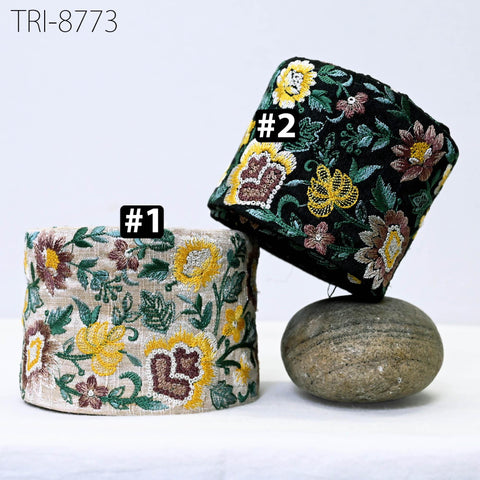 9 Yard Embroidery 9cm Trims Sari Border Laces Ribbon Indian Embroidered Decorative Sewing Crafting Medieval Costumes Dress Trim Home Decor