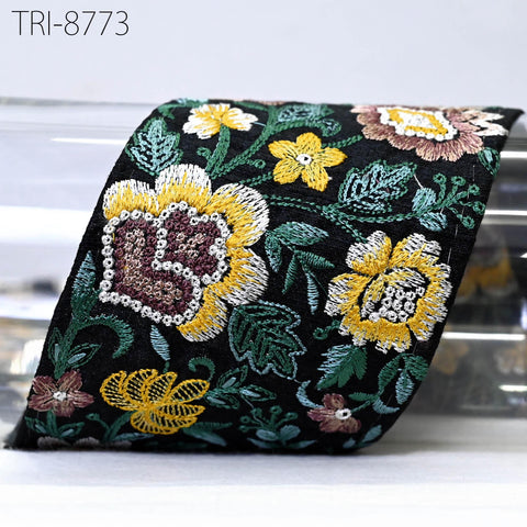 9 Yard Embroidery 9cm Trims Sari Border Laces Ribbon Indian Embroidered Decorative Sewing Crafting Medieval Costumes Dress Trim Home Decor