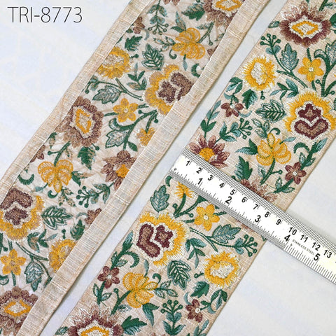 9 Yard Embroidery 9cm Trims Sari Border Laces Ribbon Indian Embroidered Decorative Sewing Crafting Medieval Costumes Dress Trim Home Decor